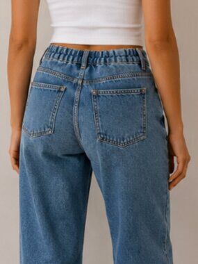 Harlow Size 26 Elastic Waist Straight Leg Jeans Medium Wash Denim